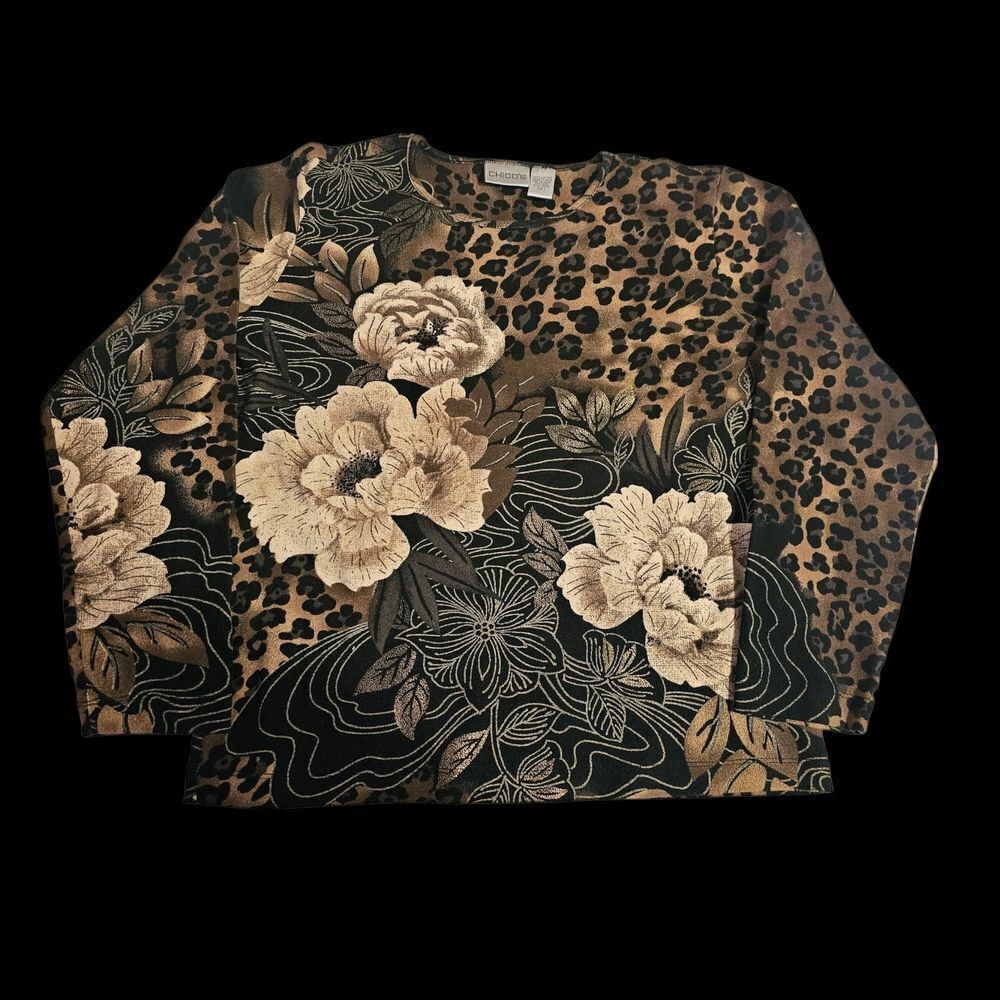 Chico's Leopard Print Top in Brown and Black